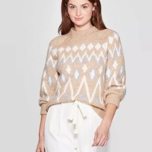 NWT XS Women's Fair Isle print Crewneck Sweater